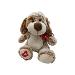 Puppy Dog Plush Frosted Brown Glitter Eyes 9" Stuffed Animal Valentines